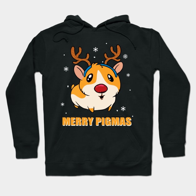 Merry Pigmas Guinea Pig Reindeer Christmas Gift Hoodie by ROMANSAVINRST